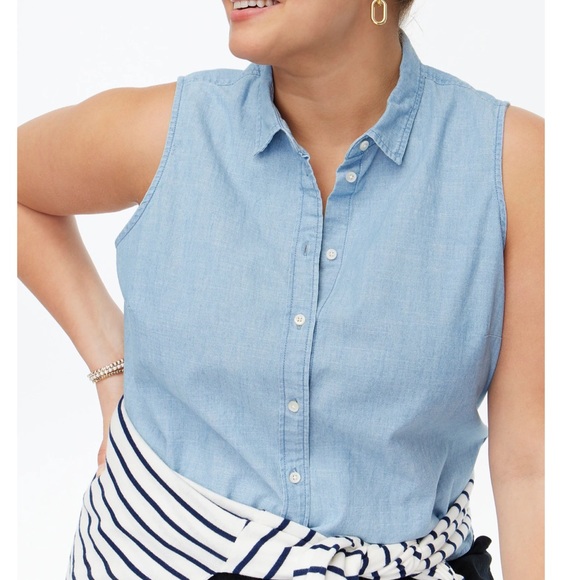 J. Crew Tops - J Crew Sleeveless Denim Shirt 3X NWT